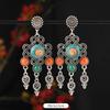 Mongolian minority stud earrings retro women's long tassel Tibetan silver earrings Tibetan exotic Chinese earrings