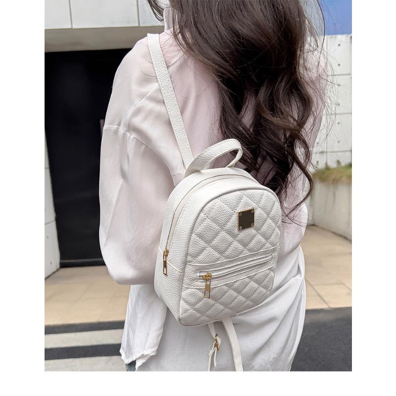 Diamond Lattice Embroidered Small Backpack Korean Small Schoolbag Women's Backpack