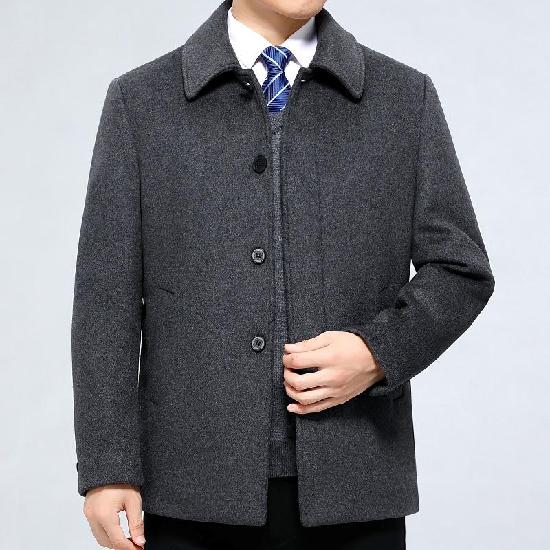 Woolen Coat, Down Lining, Thickened Winter Coat, Middle-aged and Elderly Coat, New Business Men's Wear