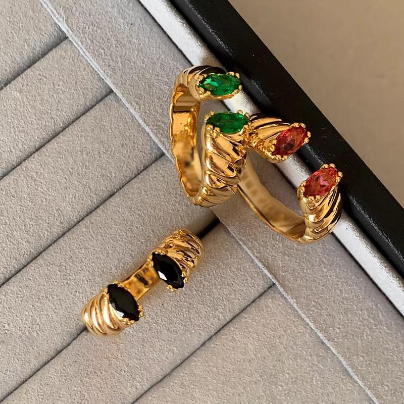 Unique Designed Colorful Gemstone Vintage Style Ring For Women With Adjustable Size