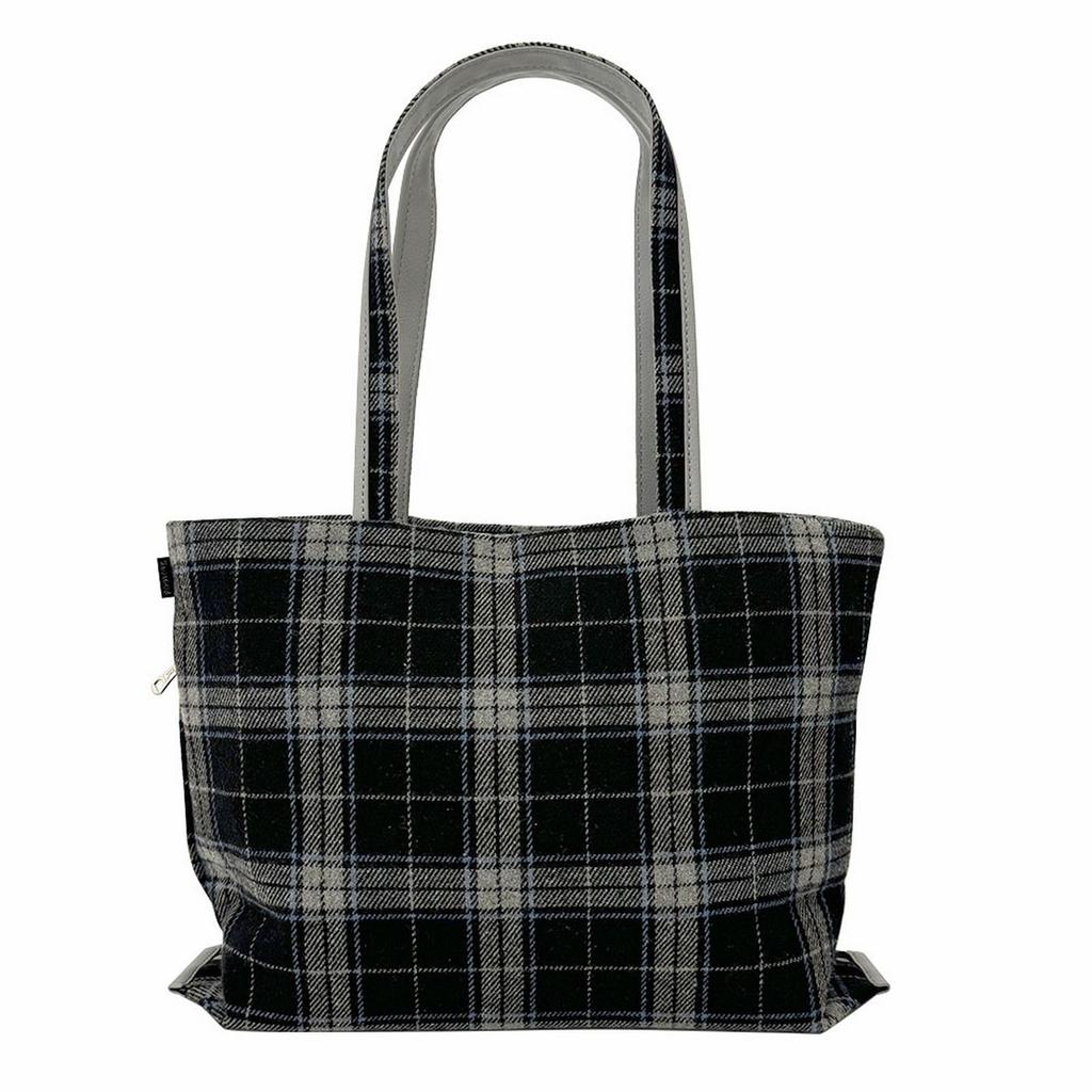 [Rootote] 1337 LT MED Punktkariert-A (01 Schwarz) Horizontale A4-Größe Tragetasche mit Karomuster und Punkten auf beiden Seiten