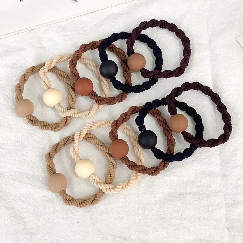 5pcs Highly Elastic and Durable Rubber Band Simple High Ponytail Hair Rope Women's Hair Tie Hair Decoration Set
