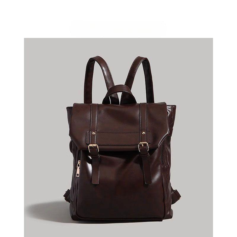 Retro Women's Lightweight Leather Backpack for Shopping and College