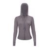 Damen atmungsaktive Kapuzen-Yogajacke Langarm Fitness Top Activewear