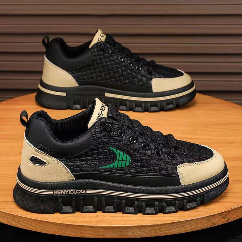 

2025 Новые мужские повседневные туфли Модные кроссовки на платформе со шнуровкой Весна Осень Нескользящая мужская вулканизированная обувь Zapatillas Hombres 39