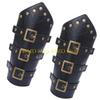 49MD 2pack Handmade Leather Wrist Bracers Durability PU Leather Steampunk Arm Cuffs
