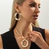 Fashion Irregular Circular Pendant Jewelry Set Gold Silver Color Hollow Necklace Earrings for Women Ins Light Luxury Charm Jewelry Gift