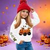 Kids' casual long-sleeved sweatshirt with Halloween print, suitable for holiday parties and everyday wear.
