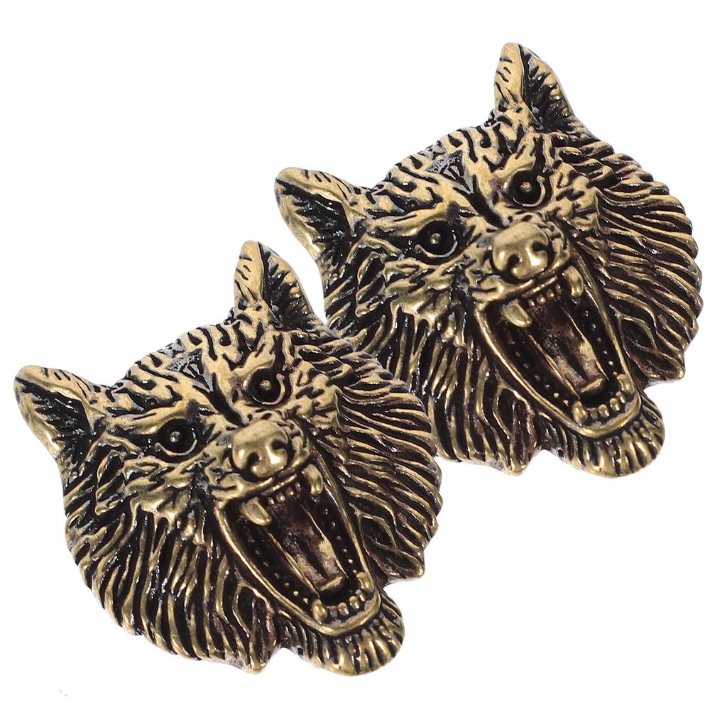 2 Pcs Brass Vintage Wolf Bag Buckle Concho Snap Fastener Clasp Rivet For DIY Craft Accessory Metal Garment Rivets