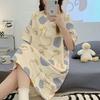 Summer Women's  Loose Short-Sleeve Cartoon Nightdress Cute Lightweight Student Style Sleepwear Home Wear Pajamas