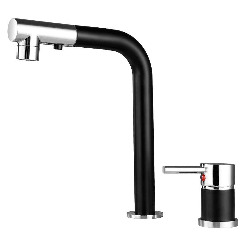 Black/White Bathroom Basin Faucet Deck Mounted Split Body Bathroom Faucets Pull Out Bathroom Water Mixer Brass Washbasin Tap