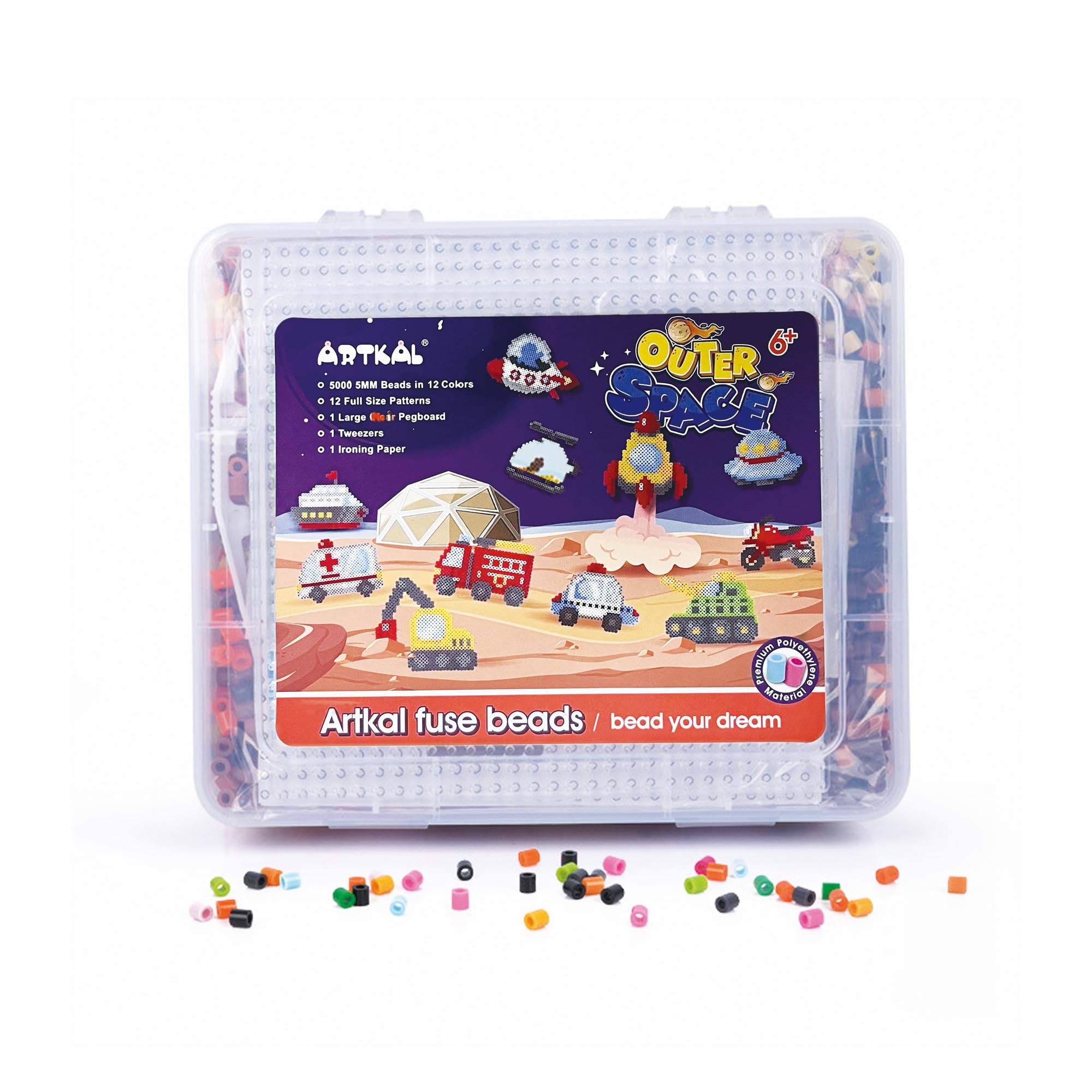 

DINETTE Набор термомозаики для приклеивания утюгом, Тарелка, Бумага и Набор шаблонов из 5000 бусин с японскими инструкциями (Космос)