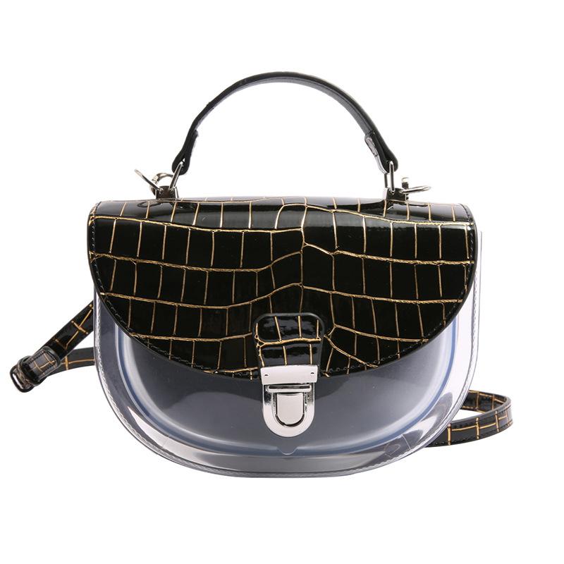 

Pu women s bag 2025 new Korean version fashion stone pattern shoulder bag ins Internet celebrity portable transparent messenger saddle bag чёрный