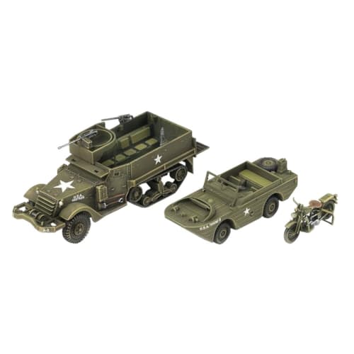 Academy 1/72 Scale Ground Vehicle Series 6 US Army M3 Half-Track & 1/4t Amphibian Vehicle Plastic Model