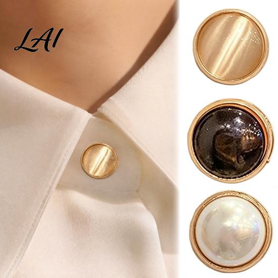 Safety Button Pin 2Pcs Faux Pearl Magnetic Clothes Button Fake Cat Eye Stone Brooch No Sew for Shirts Scarf Shawl Clothing Decorative
