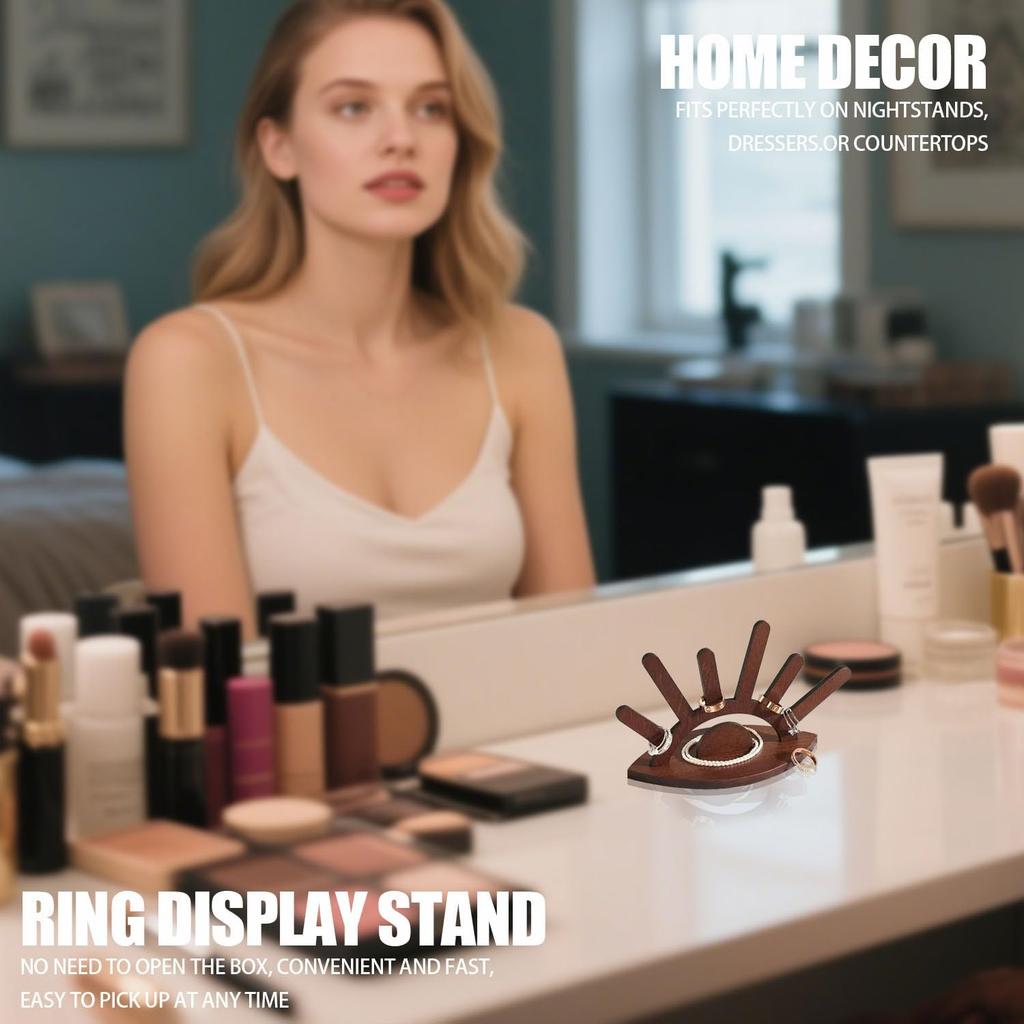 Wooden Ring Display Stand Creative Jewelry Ring Display Holder for women,Gift for Halloween Christmas Brthday