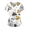 Women Valentines Day Ladies Nurse Uniform Love Print Gradient Short Sleeve Pocket Work Shirt Tunics Carer Medical Nursing Blouse