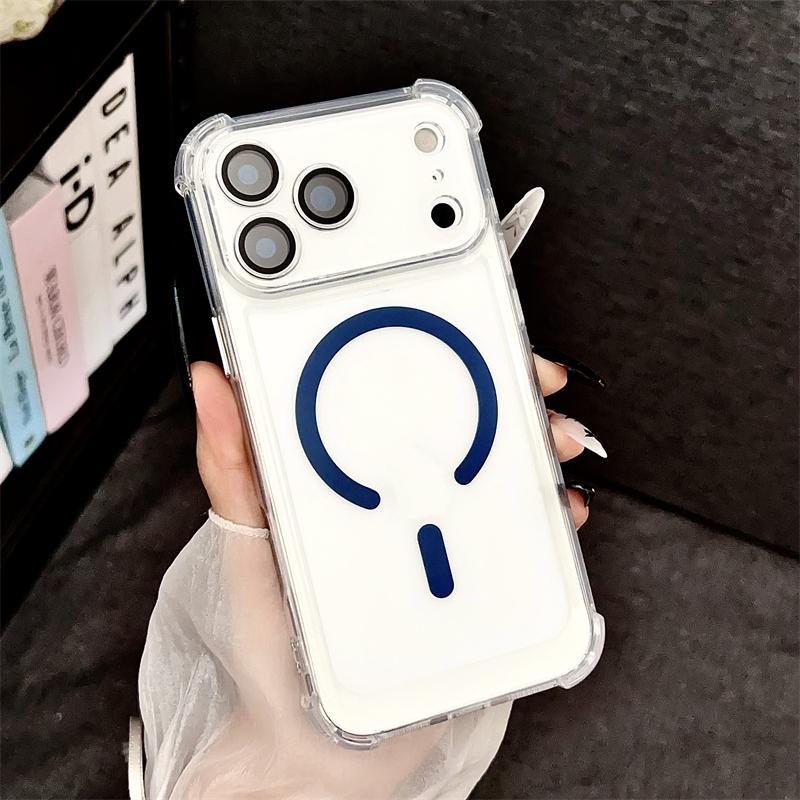 Shockproof Armor For Magsafe Clear Acrylic Phone Case For iPhone 17 17Air 17Pro 17Pro Max Wireless Charging Protective Cover