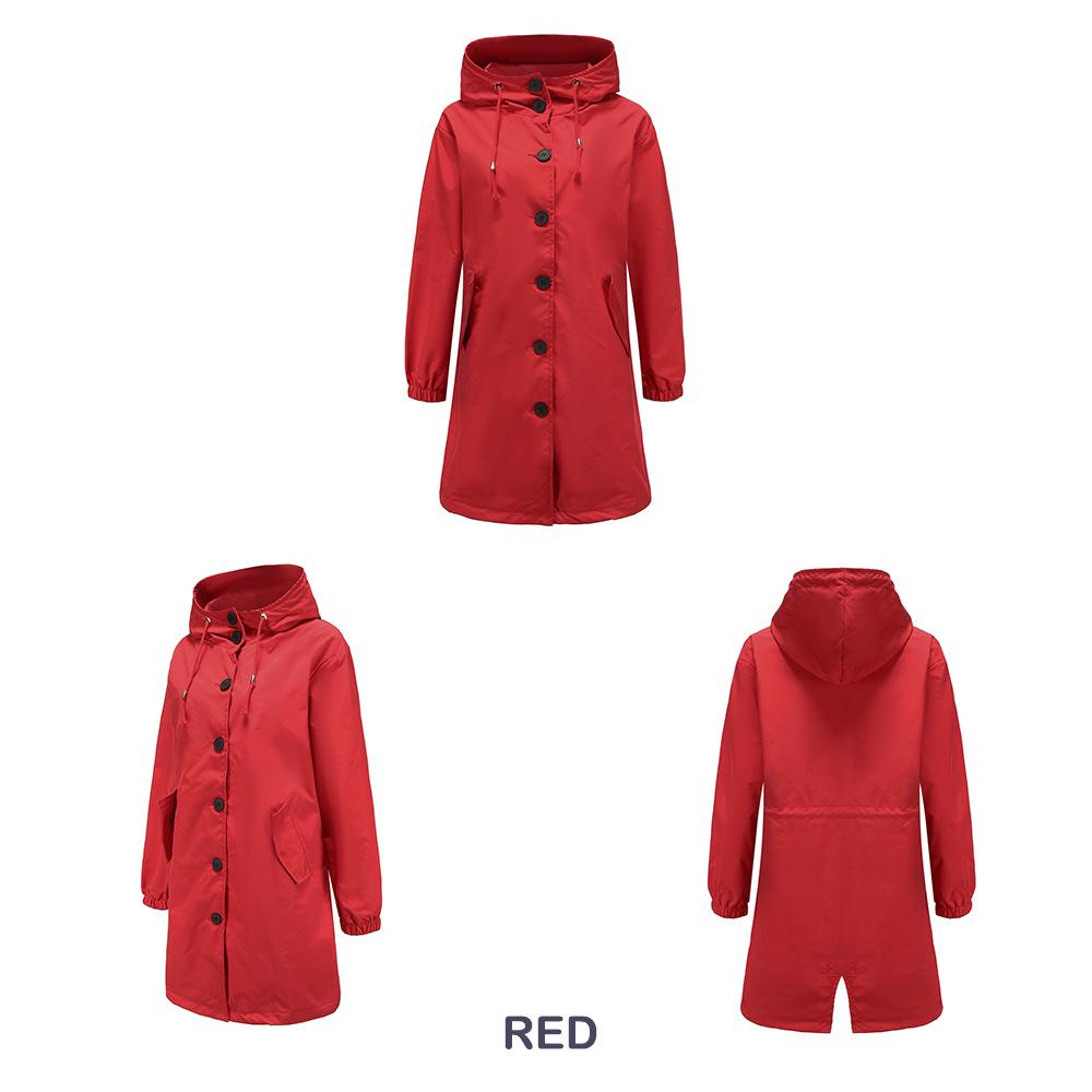 Damen Übergröße Wasserdichter Windbreaker mit Kapuze - Lässiger lockerer langer Mantel für Herbst/Winter