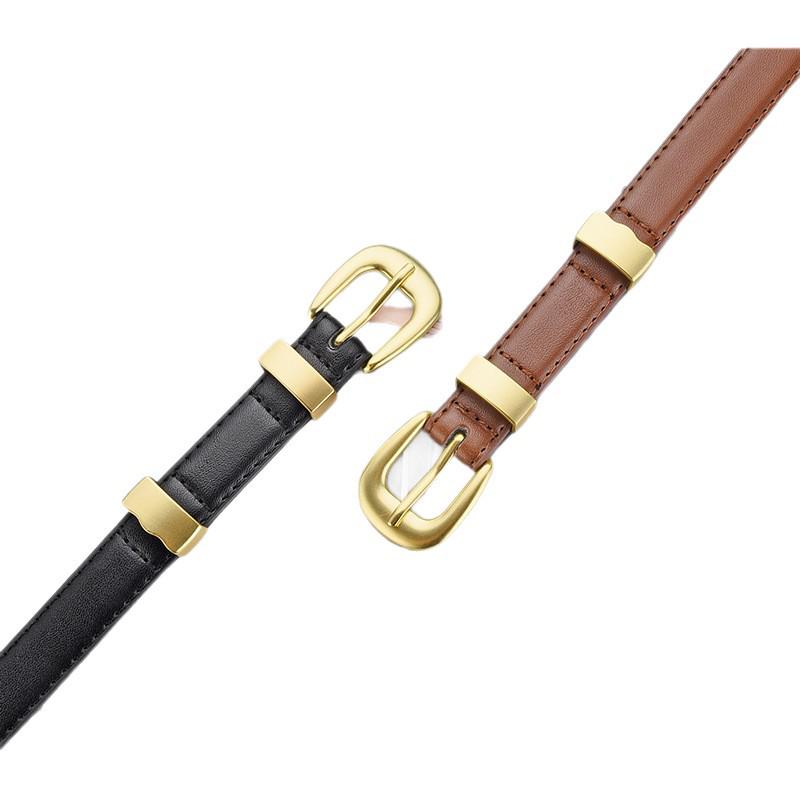 Women's Versatile Leather Belt with Pin Buckle for Jeans - Light Luxury Style