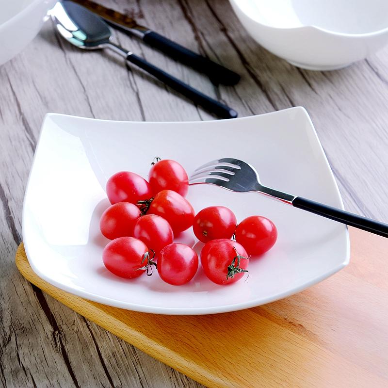 Pure White Porcelain Soup Plate Dish Hotel Cutlery Fruit Salad Bowl Family Dessert Ceramic Cutlery Serving Bowl