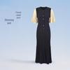 European-American Summer Fashion Women's Slimming Round Neck Color Block Dress