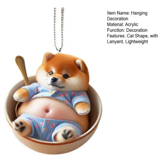 Kitten Pattern 2D Acrylic Ornament Christmas Car Mirror Hanging Decoration Backpack Auto Accessory Car Decoration