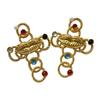 French retro unique colored gemstone cross lip earrings femininity high sense exaggerated stud earrings