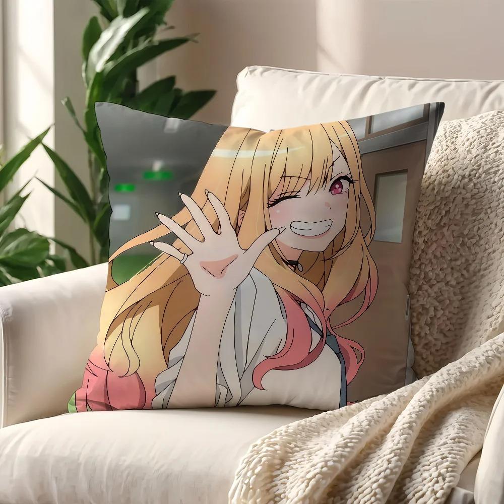 Marin Kitagawa Anime Throw Pillow Cover Double Sided 2D Soft Linen Pillow Cover Bedroom Living Room Couch Decor Cute Sweet Gift