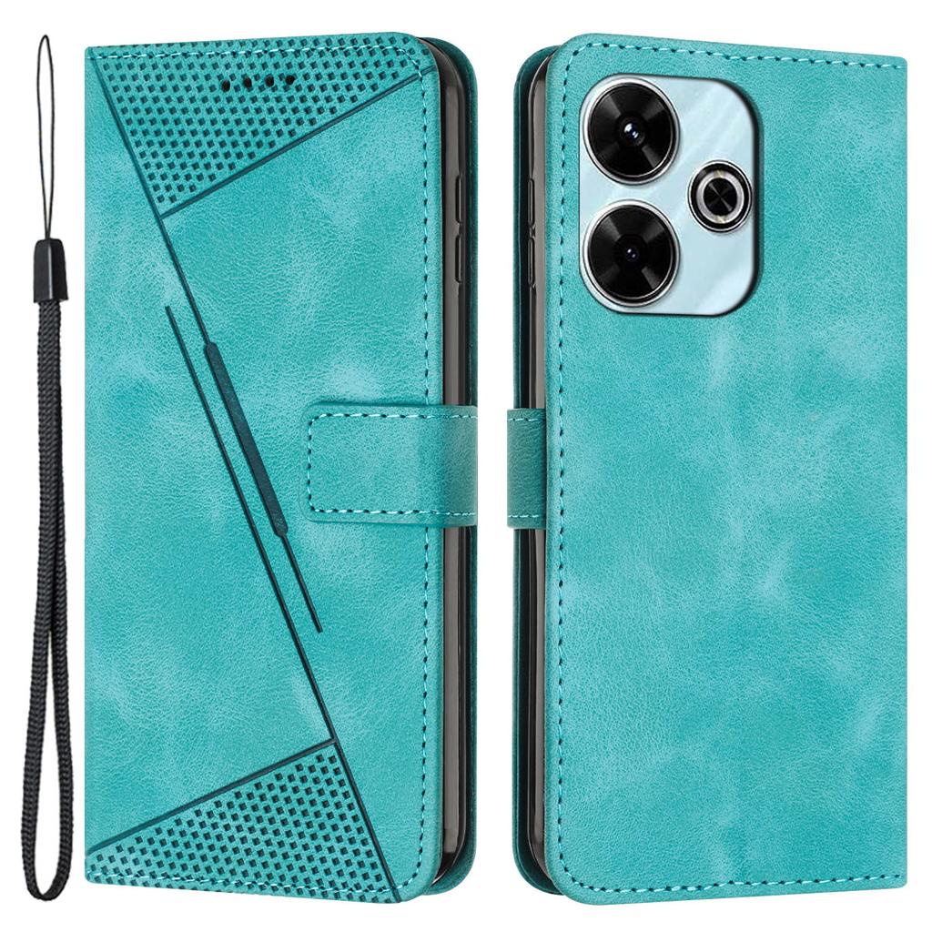 Für Xiaomi Redmi 13 5G/13 4G/Note 13R 5G/Poco M6 4G Hülle Dreieck geprägtes Leder Ständer Handyhülle