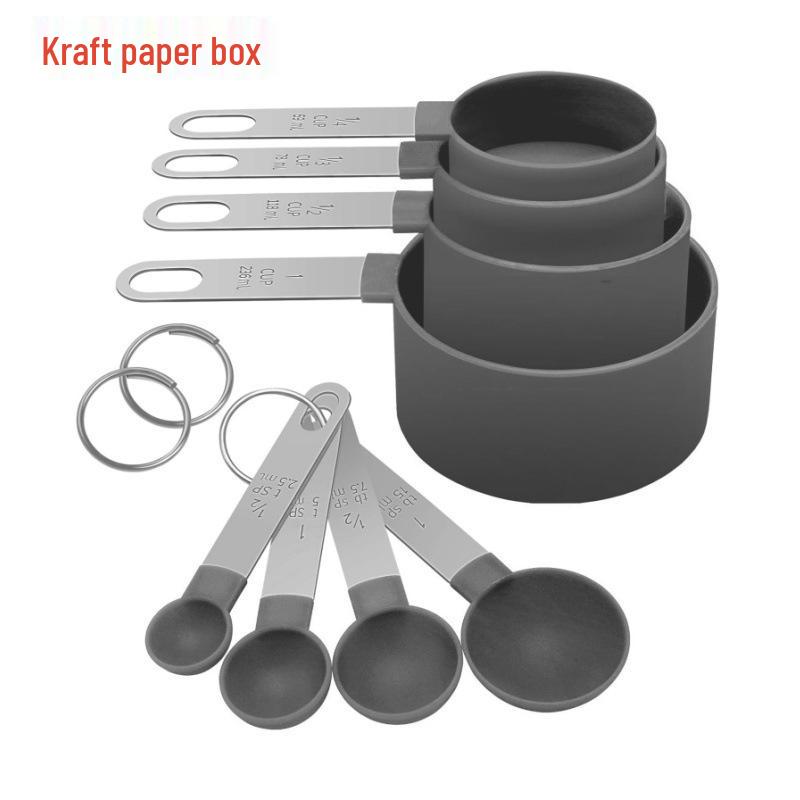 10-Piece Stainless Steel & Plastic Measuring Cups and Spoons Set - Essential Baking Utensils for Cake and Bread