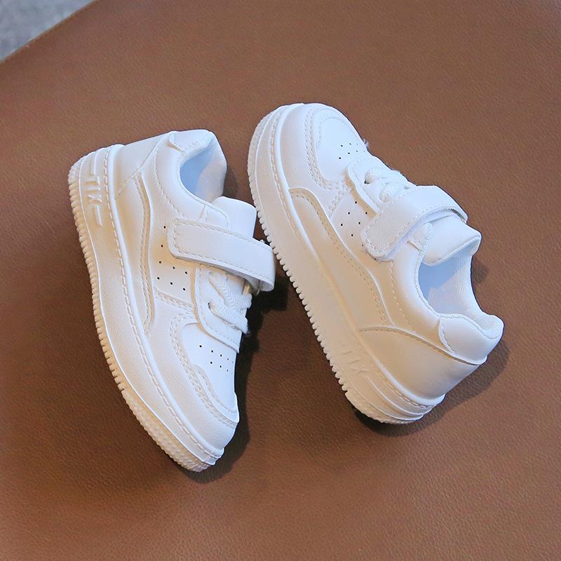 Kids White Sneakers Spring Autumn Boys Girls PU Leather Soft Sole Casual Sports Shoes Baby Toddler Flat Trainers