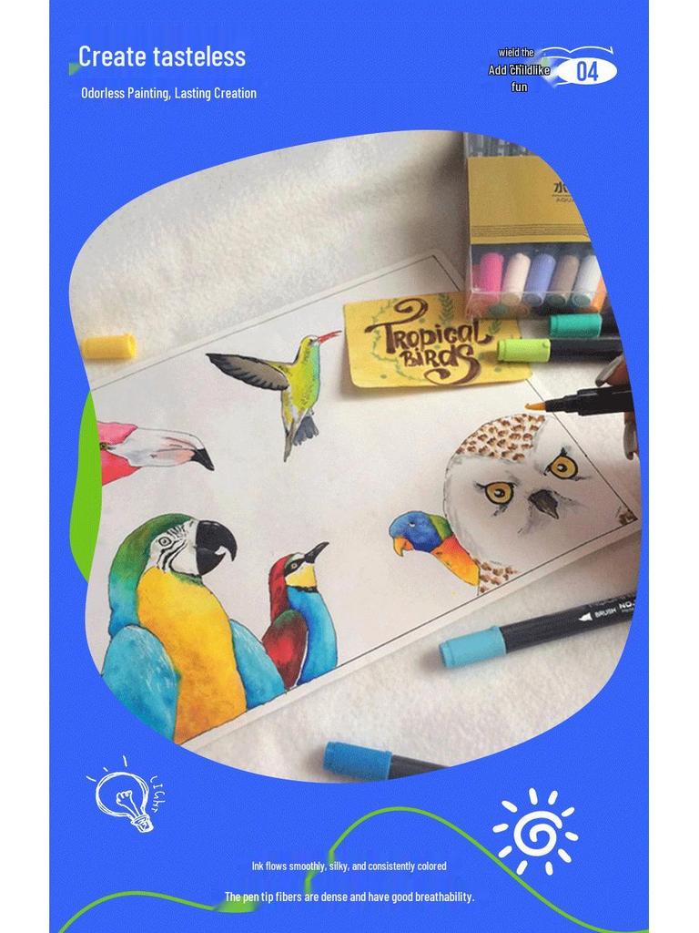 STA 3110 Watercolor Marker Set: Double-Ended Soft Tip, Water-Soluble Pens for Manga & Children's Painting