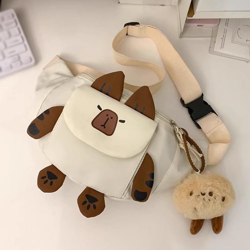 

SCIONE Cute Cartoon Capibala Chest Bag 2025 New Large-capacity Fashion Leisure and Versatile Sports Students Lightweight Crossbody Bag белый