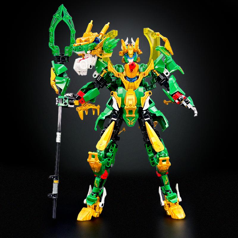 Model Robot Dual Form Dragon Warrior Mecha Building Blocks Set Transformable and Dragon Mecha Figure for Adult Collectors Decor