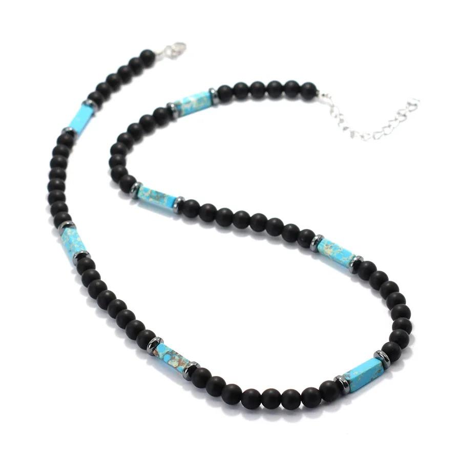 Wykwintny Naszyjnik z Kamienia Onyksu Klasy A 6mm Męski Ręcznie Robiony Naturalny Oko Tygrysa Koraliki Howlite Naszyjnik Medytacja Leczenie Biżuteria dla Mężczyzn