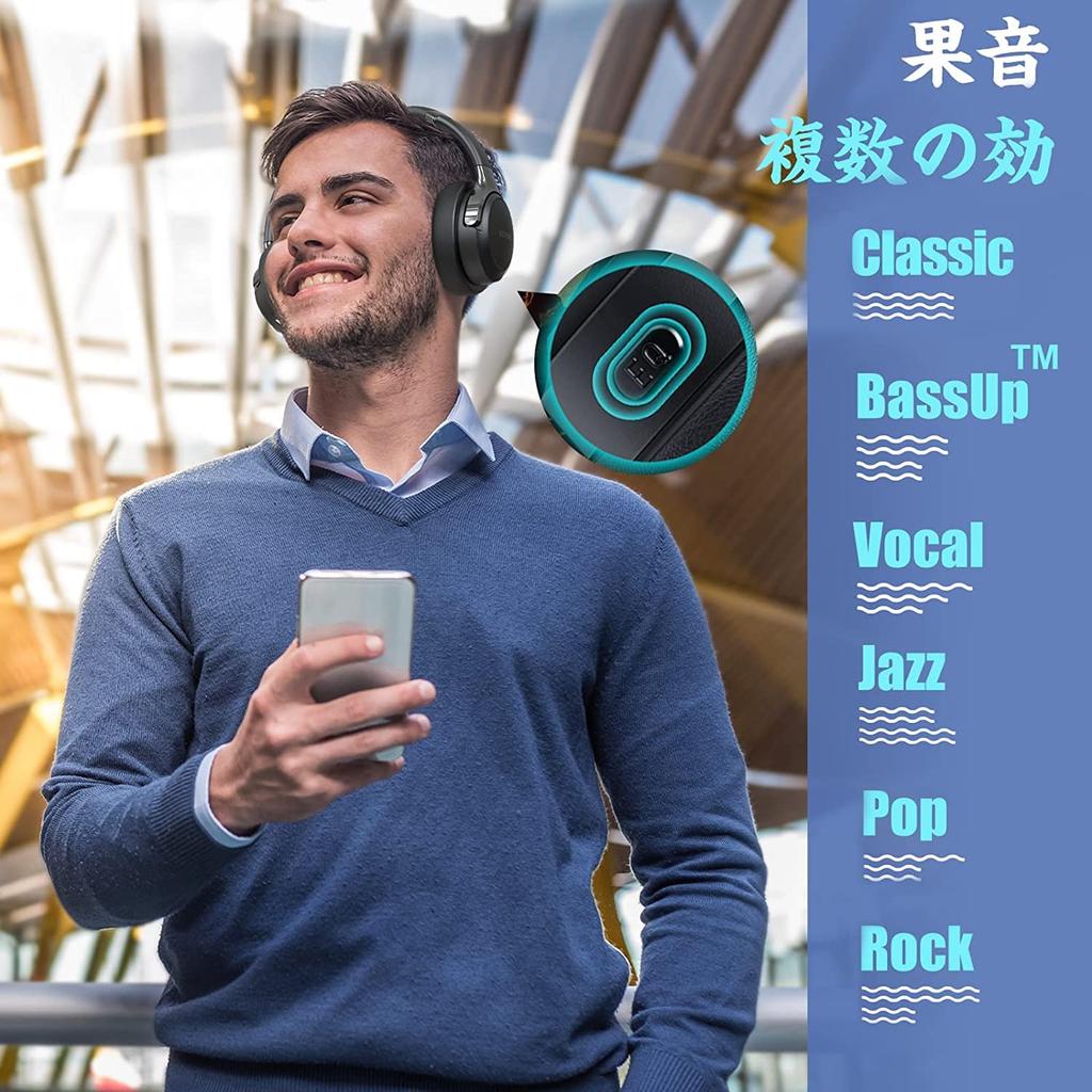 BERIBES Bluetooth 65 Hours 6 EQ Wireless Bluetooth Weighing Just Comfortable HIFI Stereo Headphones with Wired and Dual Headphones, Playtime, Modes,