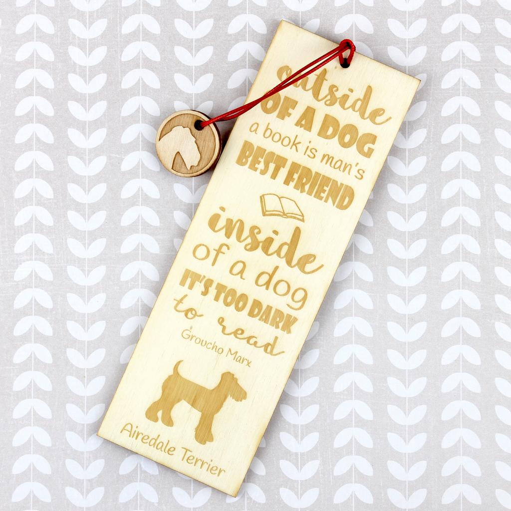 Airedale Terrier, Bingley Terrier – Dog bookmark, personalized bookmark – Design 01 | Art-Dog