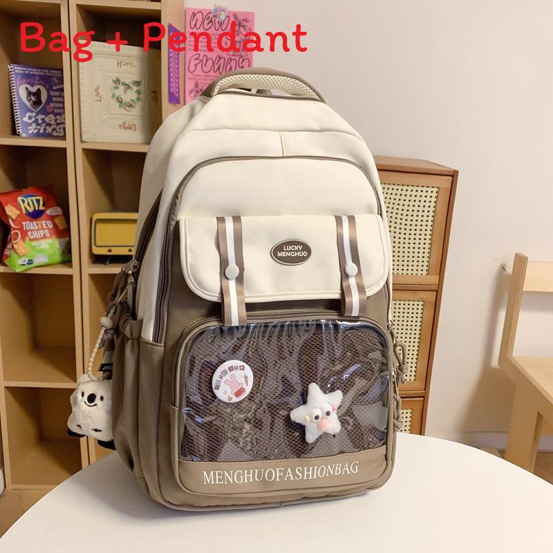 Color Contrast Student Backpack With Nylon Construction And Multifunctional Design