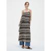 ELLE Vintage Print Tencel Linen A-line Maxi Dress
