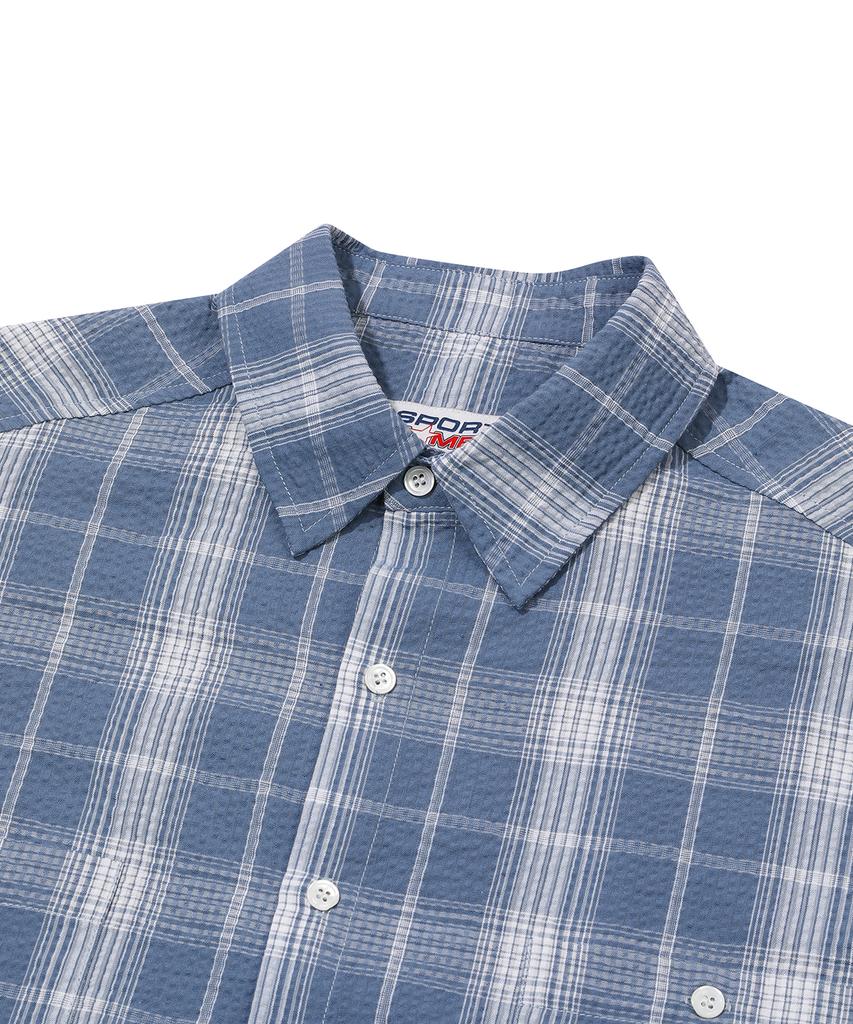 SPORT CHAMBER Sc Square Check Roll-Up Shirt (Blue)