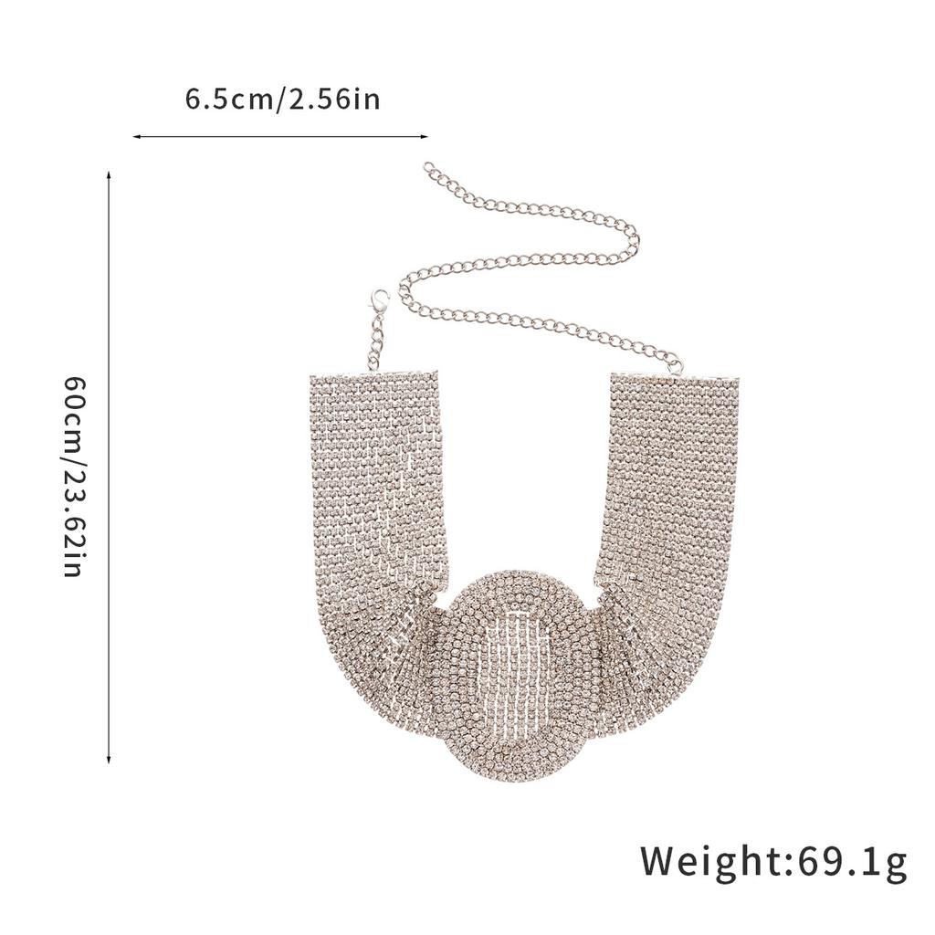 Diamond-encrusted Oval Fashion Simple Neck Chain Multi-row Heavy Industry Court Style Collarbone Chain Light Luxury High-end Item Decoration