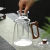 Heat-Resistant Glass Teapot with Wooden Handle