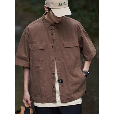 Retrohemd Herren Sommeroutfit Hongkong-Stil Studenten Locker und Nischendesign Lustiges Neues Herrenoberteil für Outdoor-Bekleidung
