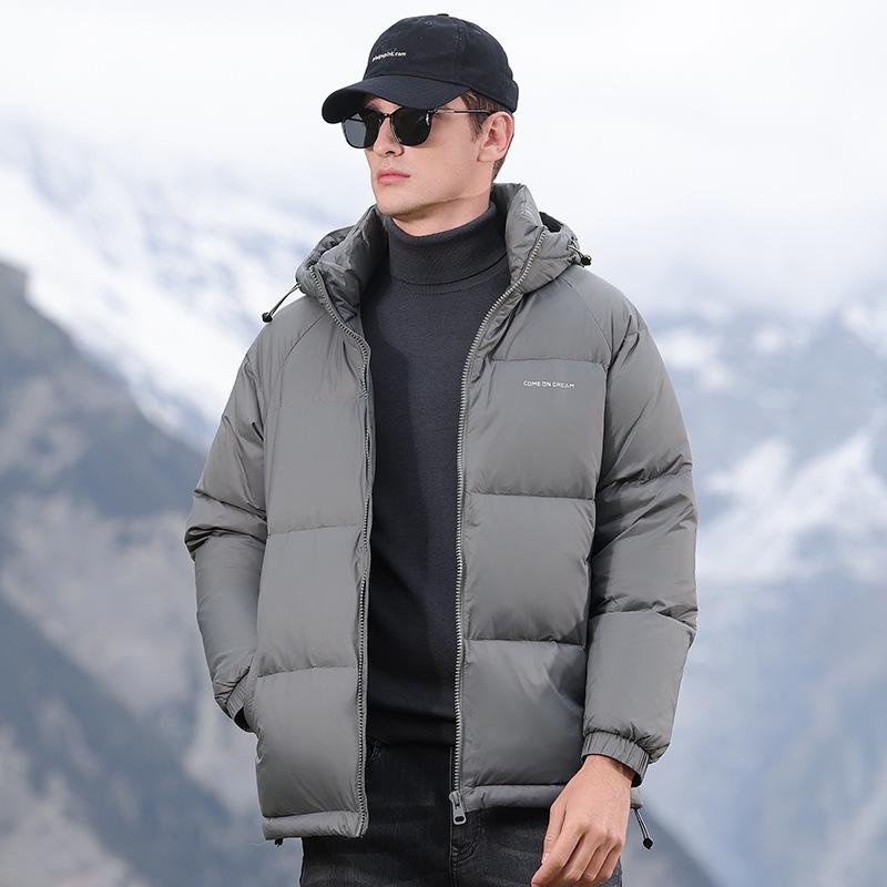 Men's Hooded Down Jacket - Winter 2025 Fashion: Short, Thick, High Loft, Warm Puffer Coat
