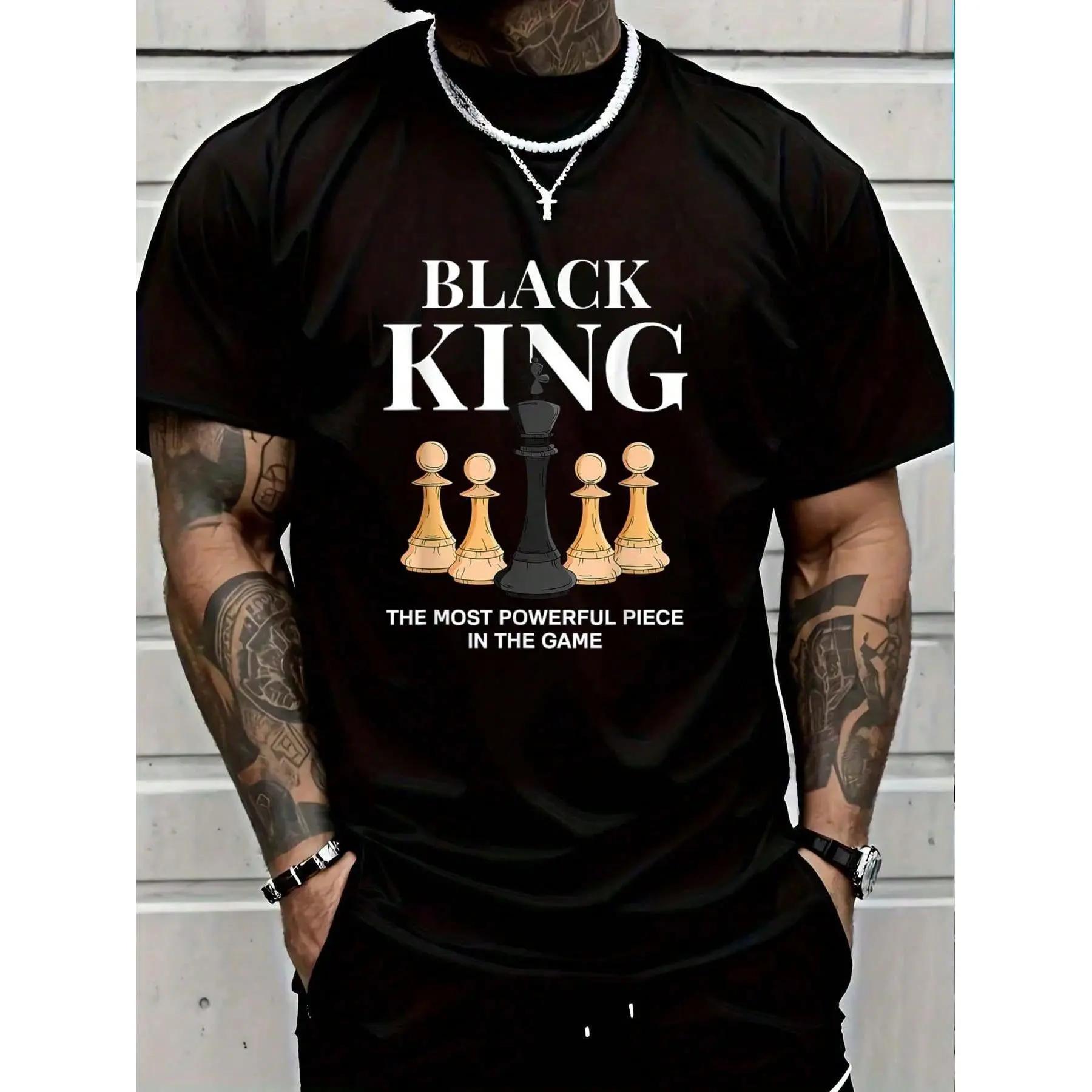 [100% Cotton ]100% Cotton Black King The Most Powerful Piece In The Game Chess T-Shirt XXXL