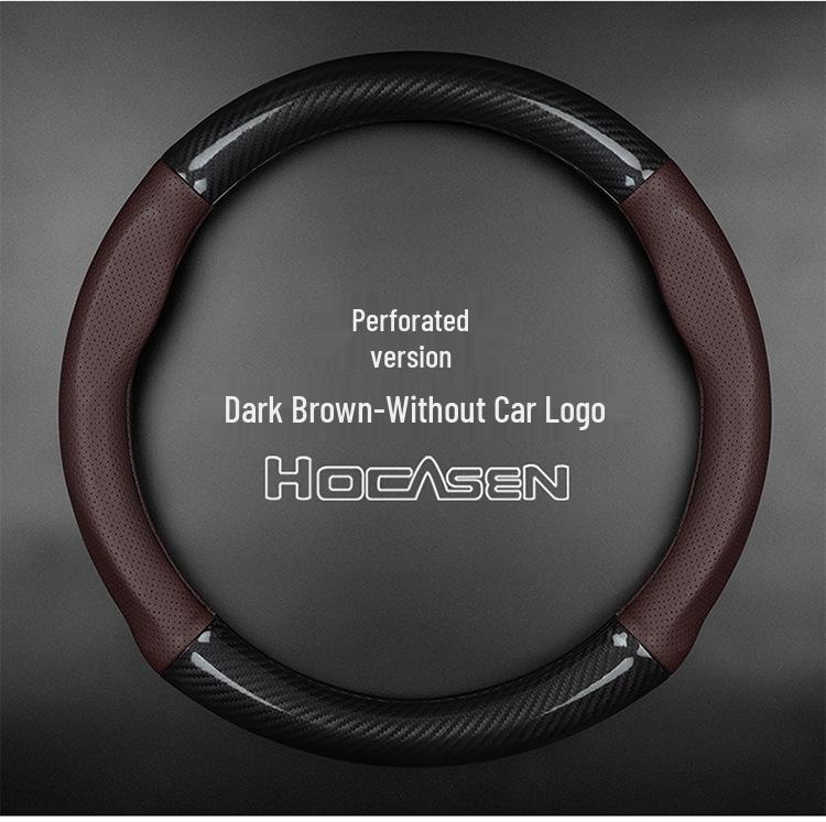 Universal Genuine Leather Carbon Fiber Steering Wheel Cover, Ultra-Thin and Comfortable Grip for All Seasons