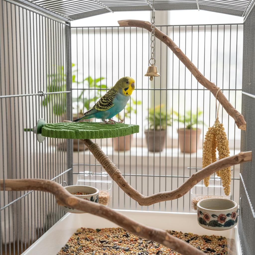 Parrot Perch Branch Natural-Wood Texture Anti-Shedding Bird Cage Accessory for Small Birds