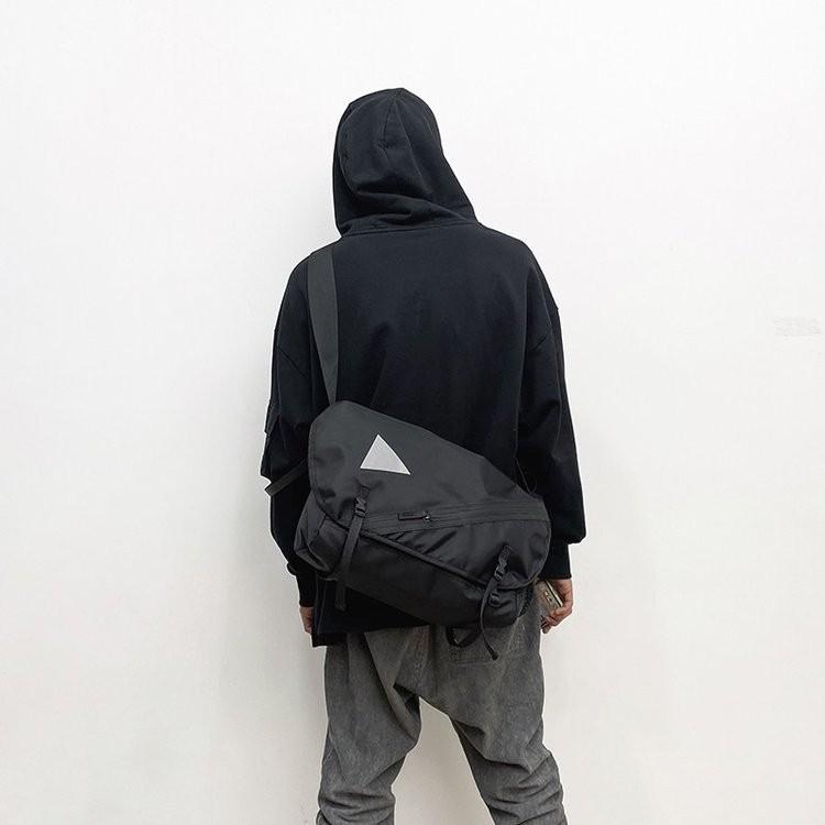 Fashionable Black Large Shoulder Tote Bag For Men With Nylon Lining Urban Simple Style