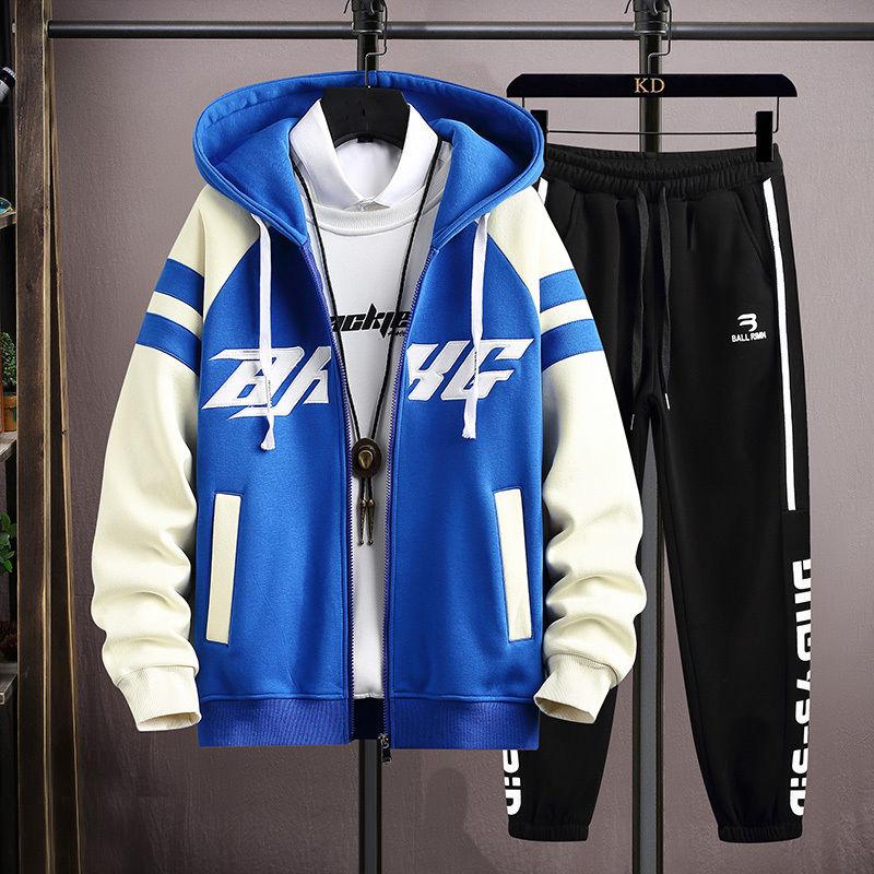 Spring Autumn Men Tracksuits Set Casual Hooded Jacket Pants Corduroy Sweatshirt Sportswear Coats Men Jacket+Pant Suits